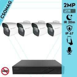 Techson 4 cső kamerás analóg megfigyelőrendszer 2MP NightVision HD cső biztonsági kamera, 2.8 mm fix objektívvel, valós WDR, beépített mikrofonnal (TCRA12S204NS-TCAMS3C902IA28-KOMPAKT-4)