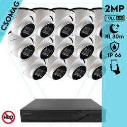 Techson 14 dome kamerás analóg megfigyelőrendszer 2MP HD dóm biztonsági kamera, 2.8 mm fix objektívvel (TCRA12M816-TCAEB5E002IH28-DOME-14)