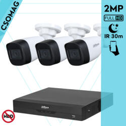 Dahua 3 cső kamerás analóg megfigyelőrendszer 2MP HD cső biztonsági kamera, 2.8 mm fix objektívvel (XVR5104HSI3-HACHFW1200C0280BS6-KOMPAKT-3)