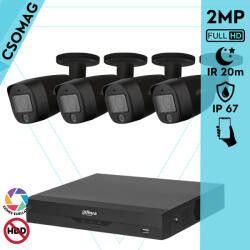 Dahua 4 cső kamerás analóg megfigyelőrendszer 2MP HD cső biztonsági kamera, 2, 8 mm fix objektív, hibrid fény (XVR5104HSI3-HACHFW1200CMILA0280BS6BLACK-KOMPAKT-4)