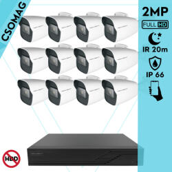 Techson 12 cső kamerás analóg megfigyelőrendszer 2MP HD cső biztonsági kamera, 2.8 mm fix objektívvel (TCRA12M816-TCAEB5C902IH28-KOMPAKT-12)