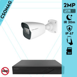 Techson 1 cső kamerás IP megfigyelőrendszer 2MP cső biztonsági kamera, 2.8 mm-es fix objektívvel, SD kártya foglalattal, PoE, IR LED 30m, kültéri, fém ház (TCRI12S04PNS-TCIEA5C902IHAM28-KOMPAKT-1)