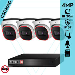 Provision-ISR 4 dome kamerás IP megfigyelőrendszer 4MP dóm biztonsági kamera, 2.8 mm-es fix objektívvel, arcfelismerő EyeSight, beépített mikrofonnal, PoE, microSD kártyafoglalat, IR 20m, kültéri és beltéri (NVR541