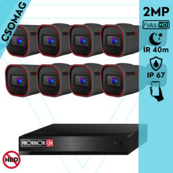 Provision-ISR 8 cső kamerás analóg megfigyelőrendszer 2MP HD Pro biztonsági kamera, variálható fókuszú objektív, 40m éjjellátás (SH8100A5N2LMMV2-I4320AVFG-KOMPAKT-8)