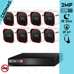 Provision-ISR 8 cső kamerás analóg megfigyelőrendszer 2MP HD Pro biztonsági kamera, inframegvilágítás 20m, 2.8mm fix lencse, 88° látószög (SH8100A5N2LMMV2-I2320A28-KOMPAKT-8)
