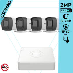 Hikvision 4 cső kamerás analóg megfigyelőrendszer 2MP biztonsági kamera, IR 25m, beltéri és kültéri (DS7104HGHIM1T-DS2CE16D0TITPF36MMC-KOMPAKT-4)