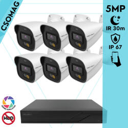 Techson 6 cső kamerás analóg megfigyelőrendszer 5MP HD cső biztonsági kamera, 2.8 mm fix objektívvel, beépített mikrofon (TCRA12S408NS-TCAED1C905WIA28-KOMPAKT-6)