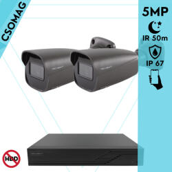 Techson 2 cső kamerás analóg megfigyelőrendszer 5MP HD cső biztonsági kamera, 2.8 mm fix objektívvel, antracitszürke fém ház (TCRA12S204NS-TCAEB3C005I50A28-KOMPAKT-2)