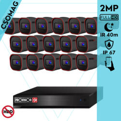 Provision-ISR 16 cső kamerás analóg megfigyelőrendszer 2MP HD Pro biztonsági kamera, variálható fókuszú objektív, 40m éjjellátás (SH16200A5N2LMMV2-I4320AVFG-KOMPAKT-16)