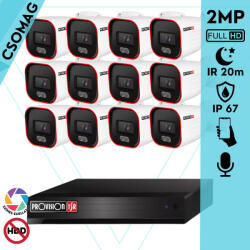 Provision-ISR 12 cső kamerás analóg megfigyelőrendszer 2MP színes éjjellátó biztonsági kamera 20m fehérfény (SH16200A5N2LMMV2-PRBSV320AR36-KOMPAKT-12)