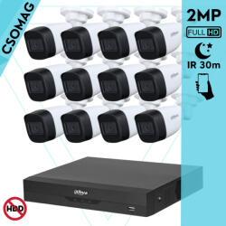 Dahua 12 cső kamerás analóg megfigyelőrendszer 2MP HD cső biztonsági kamera, 2.8 mm fix objektívvel (XVR5116HSI3-HACHFW1200C0280BS6-KOMPAKT-12)