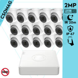 Hikvision 16 turret kamerás analóg megfigyelőrendszer 2MP biztonsági kamera, IR 20m, beltéri (DS7116HGHIM1T-DS2CE76D0TITPF28MMC-TURRET-16)