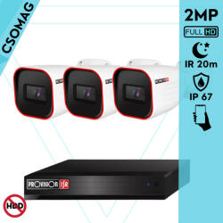 Provision-ISR 3 cső kamerás analóg megfigyelőrendszer 2MP HD Pro biztonsági kamera, inframegvilágítás 20m, 2.8mm fix lencse, 88° látószög (SH4100A5N2L-I2320A28-KOMPAKT-3)