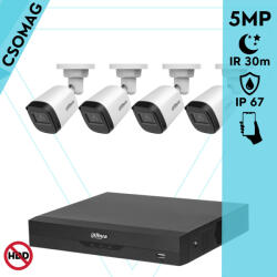 Dahua 4 cső kamerás analóg megfigyelőrendszer 5MP HD cső biztonsági kamera, 2, 8 mm fix objektív (XVR5104HSI3-HACB1A51U0280BS2-KOMPAKT-4)