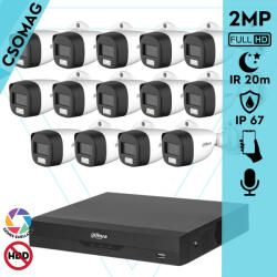 Dahua 14 cső kamerás analóg megfigyelőrendszer 2MP HD cső biztonsági kamera, 3, 6 mm fix objektív, hibrid fény (XVR5116HSI3-HACHFW1200CLPILA0360BS6-KOMPAKT-14)