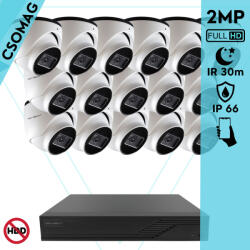 Techson 16 dome kamerás analóg megfigyelőrendszer 2MP HD dóm biztonsági kamera, 2.8 mm fix objektívvel (TCRA12M816-TCAEB5E002IH28-DOME-16)