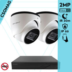 Techson 2 dome kamerás analóg megfigyelőrendszer 2MP HD dóm biztonsági kamera, 2.8 mm fix objektívvel (TCRA12S204NS-TCAEB5E002IH28-DOME-2)