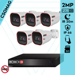 Provision-ISR 5 cső kamerás IP megfigyelőrendszer 2MP HD cső biztonsági kamera, 2.8 mm-es fix objektívvel, PoE, beépített mikrofonnal, IR LED 20m, kültéri, fém ház (NVR58200PXNMM-I2320IPSN28V4-KOMPAKT-5)