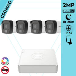 Hikvision 4 cső kamerás analóg megfigyelőrendszer 2MP biztonsági kamera, IR megvilágítás 20 m, fehér fény 20 m, kültéri (DS7104HGHIM1T-DS2CE16D0TEXLF28MM-KOMPAKT-4)