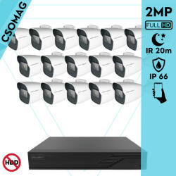 Techson 16 cső kamerás analóg megfigyelőrendszer 2MP HD cső biztonsági kamera, 2.8 mm fix objektívvel (TCRA12M816-TCAEB5C902IH28-KOMPAKT-16)