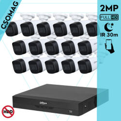 Dahua 16 cső kamerás analóg megfigyelőrendszer 2MP HD cső biztonsági kamera, 2.8 mm fix objektívvel (XVR5116HSI3-HACHFW1200C0280BS6-KOMPAKT-16)