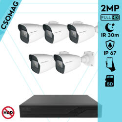 Techson 5 cső kamerás IP megfigyelőrendszer 2MP cső biztonsági kamera, 2.8 mm-es fix objektívvel, SD kártya foglalattal, PoE, IR LED 30m, kültéri, fém ház (TCRI12S08PNS-TCIEA5C902IHAM28-KOMPAKT-5)