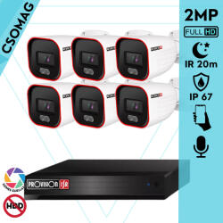Provision-ISR 6 cső kamerás analóg megfigyelőrendszer 2MP színes éjjellátó biztonsági kamera 20m fehérfény (SH8100A5N2LMMV2-PRBSV320AR36-KOMPAKT-6)