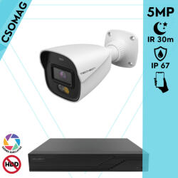 Techson 1 cső kamerás analóg megfigyelőrendszer 5MP HD cső biztonsági kamera, 2.8 mm fix objektívvel, beépített mikrofon (TCRA12S204NS-TCAED1C905WIA28-KOMPAKT-1)