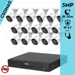 Dahua 16 cső kamerás analóg megfigyelőrendszer 5MP HD cső biztonsági kamera, 2, 8 mm fix objektív (XVR5116HSI3-HACB1A51U0280BS2-KOMPAKT-16)