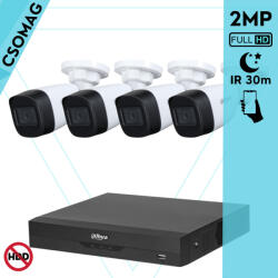 Dahua 4 cső kamerás analóg megfigyelőrendszer 2MP HD cső biztonsági kamera, 2.8 mm fix objektívvel (XVR5104HSI3-HACHFW1200C0280BS6-KOMPAKT-4)