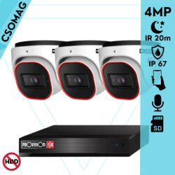 Provision-ISR 3 dome kamerás IP megfigyelőrendszer 4MP dóm biztonsági kamera, 2.8 mm-es fix objektívvel, arcfelismerő EyeSight, beépített mikrofonnal, PoE, microSD kártyafoglalat, IR 20m, kültéri és beltéri (NVR541