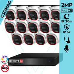 Provision-ISR 14 dome kamerás analóg megfigyelőrendszer 2MP színes éjjellátó biztonsági kamera 20m fehérfény (SH16200A5N2LMMV2-DV320AR36-DOME-14)
