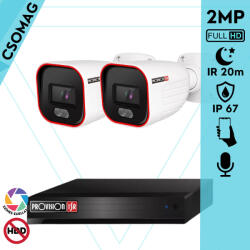 Provision-ISR 2 cső kamerás analóg megfigyelőrendszer 2MP színes éjjellátó biztonsági kamera 20m fehérfény (SH4100A5N2L-PRBSV320AR36-KOMPAKT-2)