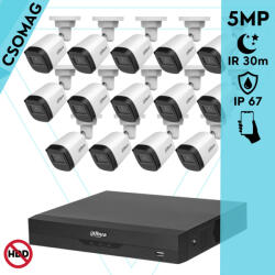 Dahua 14 cső kamerás analóg megfigyelőrendszer 5MP HD cső biztonsági kamera, 2, 8 mm fix objektív (XVR5116HSI3-HACB1A51U0280BS2-KOMPAKT-14)