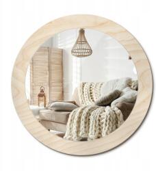  Kerek fali tükör, Size fi 70cm, világos fa minta, üveg keret, 4mm vastag, dekoratív (010090550100300053750)