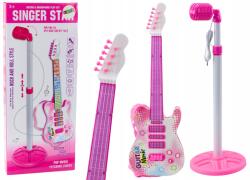 LEAN Toys Elektromos gitár szett Akkumulátoros mikrofon állvány Rózsaszín (20892)