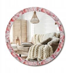  Kerek dekoratív fali tükör üveg nyomtatással XXL 100 cm Flamingók (010090550130300072605)