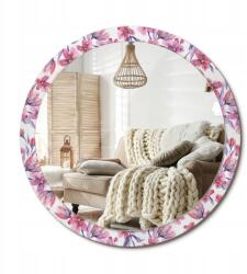  Kerek tükör, 100cm, akvarell virágok, nyomott mintás, üvegkerettel, 4mm vastag (010090550130300010810)