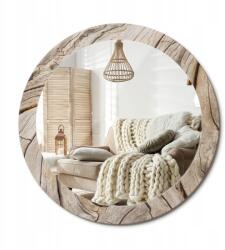  Fali tükör üveg díszkerettel, nyomott mintával 80 cm Repedt fa (010090550110300027512)