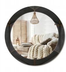  Stílusos kerek fali tükör üveg nyomtatással 70 cm Szürke háromszögek (010090550100300052954)