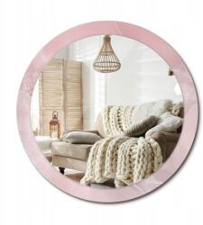  Kerek dekoratív fali tükör otthoni irodába Nagy fi 90 cm Rózsaszín kő (010090550120300053839)