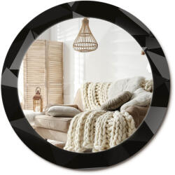  Kerek dekoratív fali tükör, fi 70cm, Absztrakt fekete, fém medálokkal (010090550100300054013)