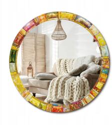  Modern Loft függő tükör nyomott mintával Nagy fi 90 cm Színes ólomüveg (010090550120300072645)