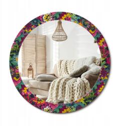  Fali tükör üveg dekoratív kerettel, nyomott mintával 80 cm Festett virágok (010090550110300072594)