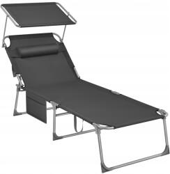 SONGMICS Összecsukható kerti napozóágy (sötétszürke) acél vázzal, vízálló szövettel (GCB022G11)