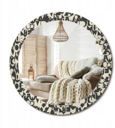  Modern dekoratív kerek fali tükör fi nyomtatással 80 cm Betűk (010090550110300072574)