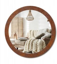  Üveg grafikával díszített fali tükör Nagy fi 90 cm Rozsdás fém (010090550120300053923)