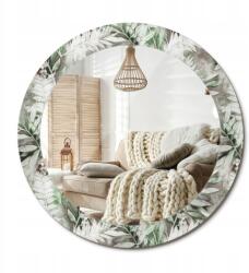  Kerek dekoratív fali tükör otthoni irodába fi 70 cm Akvarell levelek (010090550100300012593)