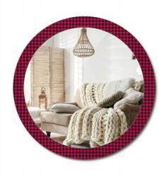 Modern Loft függő tükör nyomott mintával Nagy fi 90 cm Piros kockás (010090550120300072578)