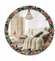  Függő tükör üveg kerettel, nyomott mintával Nagy fi 90 cm Hibiszkusz virágok (010090550120300010879)